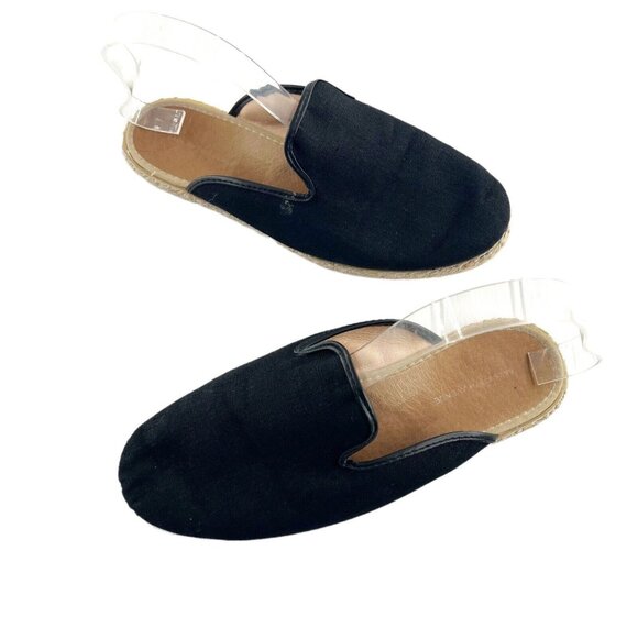 Saks fifth avenue Slip On Canvas Women's size 39 Black Espadrille Flat size 8 US - Picture 1 of 4